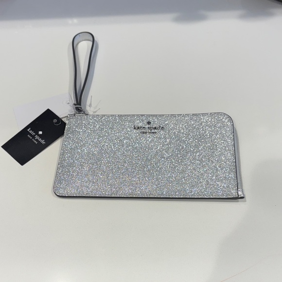 Kate Spade Silver Sparkle Wristlet—BEAUTIFUL!! Inside and outside pocket—NWT - Picture 1 of 9
